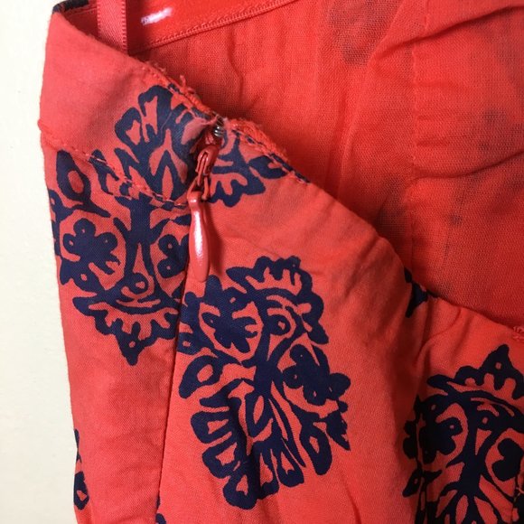 Old Navy Bright Orange and Navy Blue Printed Strapless Dress Size 12 - Picture 9 of 9